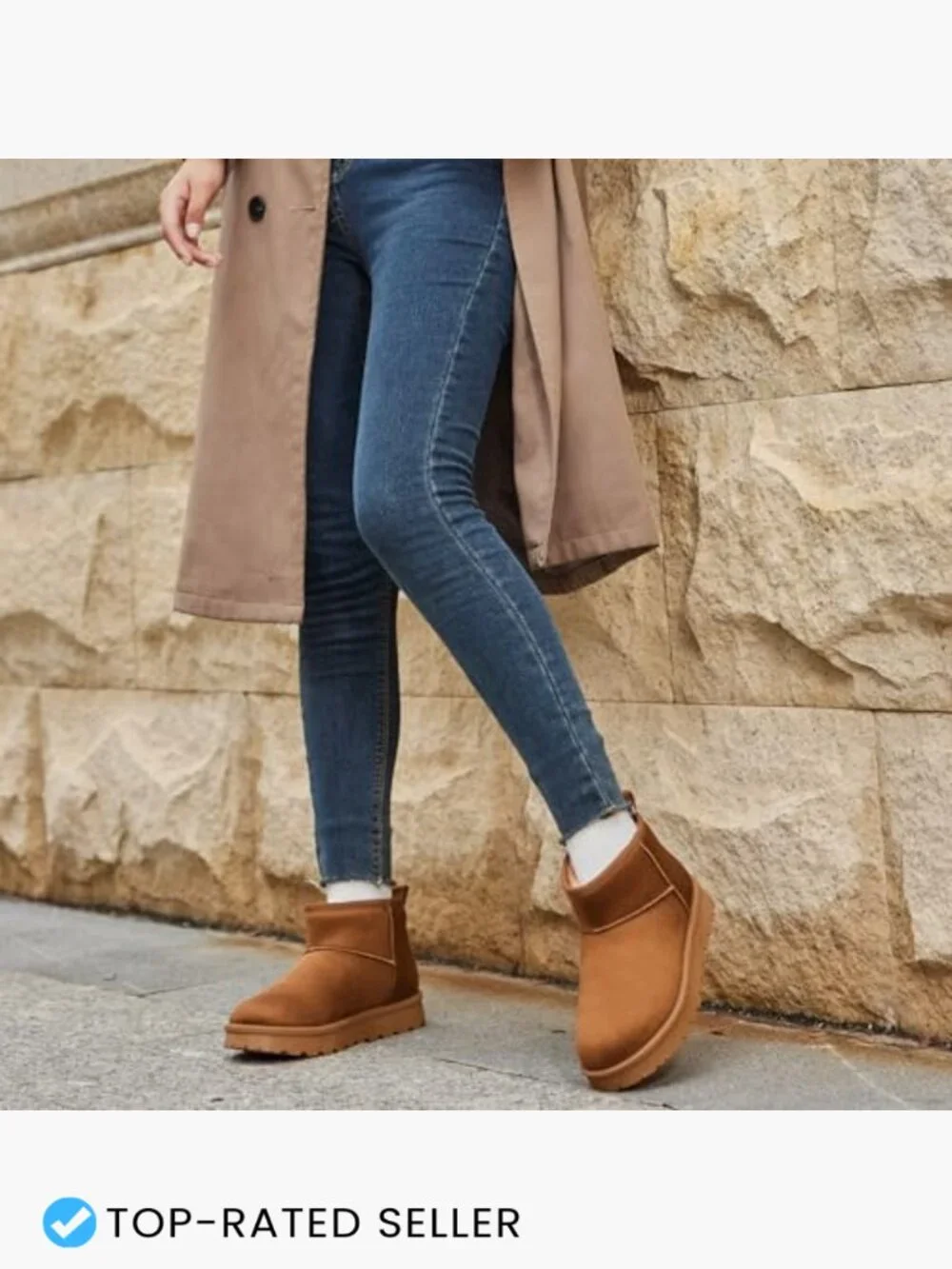 Suede Pull On Platform Ankle Boots Faux Fur Lined Cushioned Foam Anti Slip